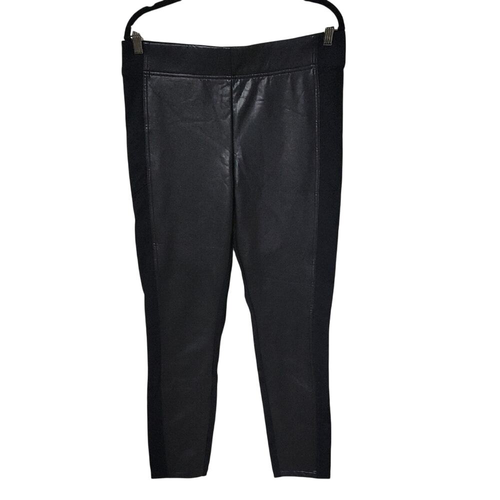 Loft Outlet Lounger Black Faux Leather Panel Black Leggings Womens Large NWT
